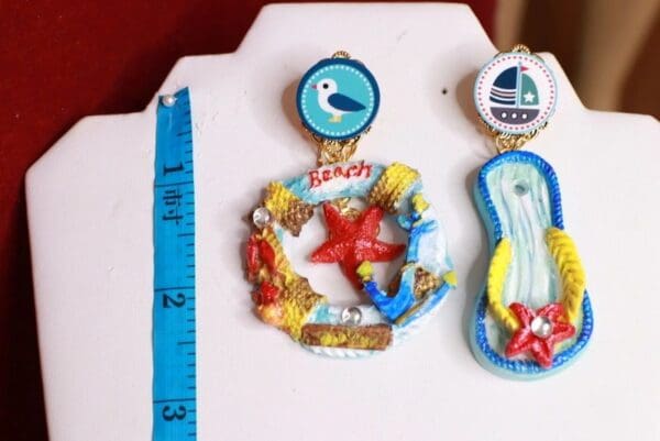 SOLD! 8516 Feather Light Nautical Irregular Sandal Beach Studs Earrings - Image 5