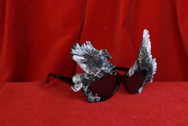 SOLD! 8522 Baroque Black Pegasus Winged Embellished Sunglasses - Image 2