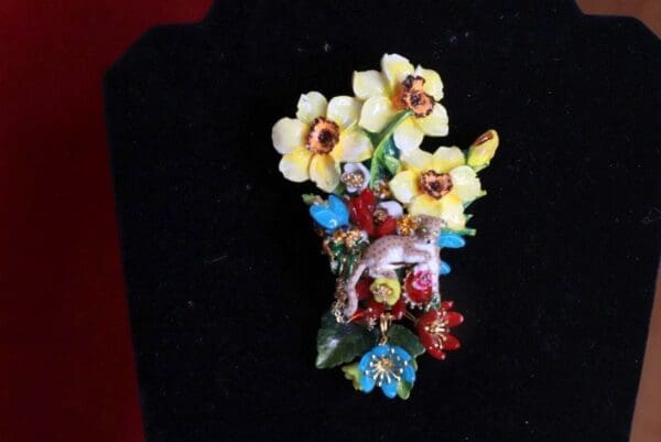 SOLD! 8524 Baroque Hand Painted Vivid Dona Anna Leopard Animal Brooch - Image 7