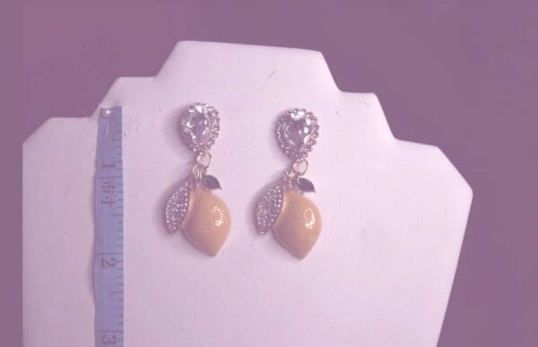 SOLD! 8525 Baroque Clear Rhinestones Lemon Fruit Studs Earrings - Image 3