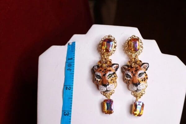 SOLD! 8528 Art Jewelry 3D effect Leopard Animal Studs Earrings - Image 4