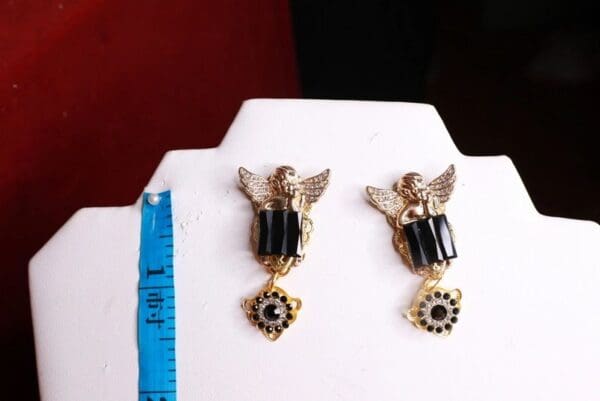 SOLD! 8535 Set Of Earrings+ Ring Genuine agate Cherubs - Image 5