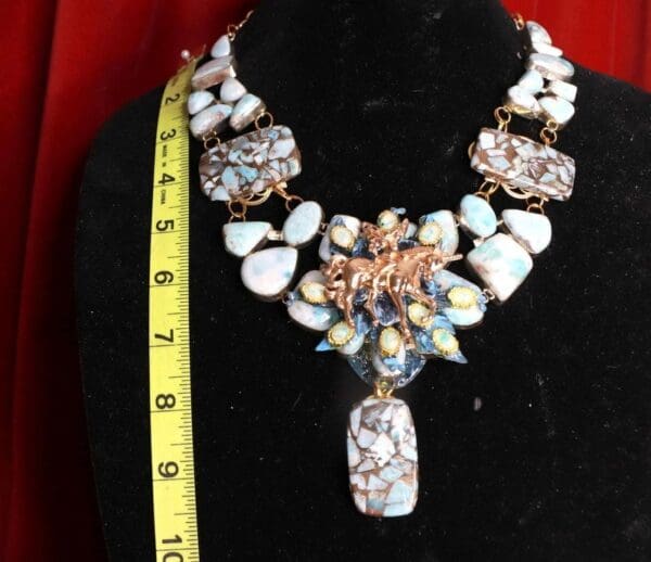 SOLD! 8538 Genuine Caribbean Larimar Gemstones Fairy Unicorn Statement Necklace - Image 5