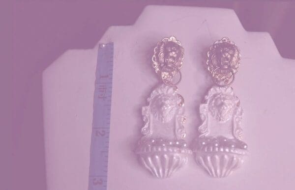 SOLD! 8549 Baroque Lion Fountain With Pearls Earrings - Image 6