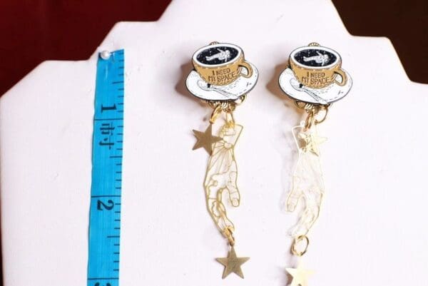 SOLD! 8551 Celestial Astronaut I need More Space Earrings - Image 4
