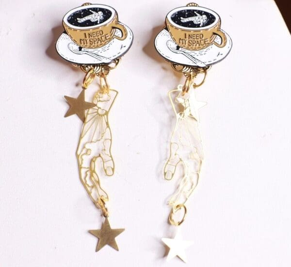 SOLD! 8551 Celestial Astronaut I need More Space Earrings - Image 2