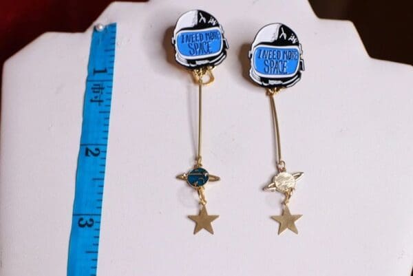 SOLD! 8552 Celestial Astronaut I need More Space Earrings - Image 3