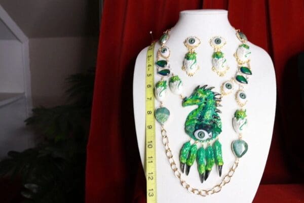 SOLD! 8564 Medieval Genuine Druzy Agate Gemstones Dragon's Babies Necklace - Image 10