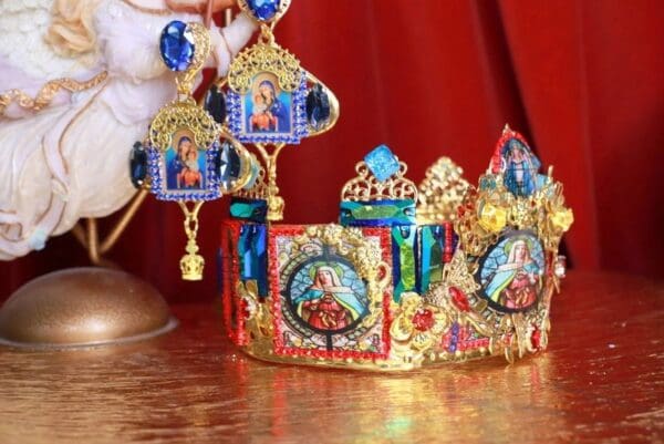 SOLD! 8572 Jesus Saints Sacred Heart Cameos Crown Tall Headband - Image 2