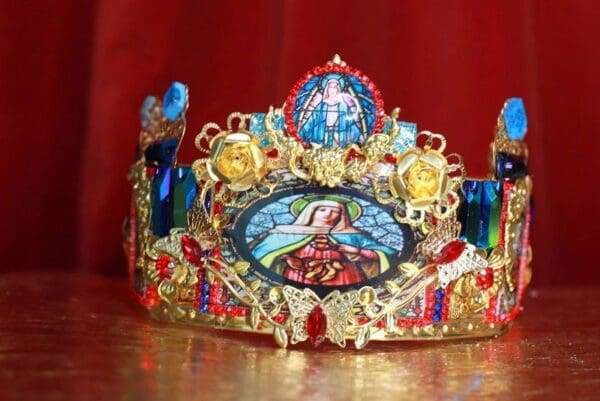 SOLD! 8572 Jesus Saints Sacred Heart Cameos Crown Tall Headband