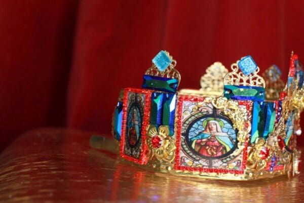 SOLD! 8572 Jesus Saints Sacred Heart Cameos Crown Tall Headband - Image 5