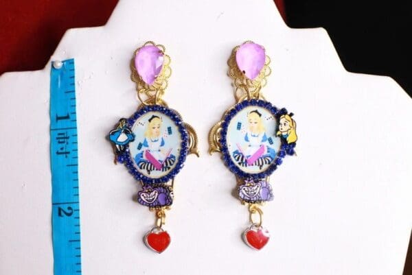 SOLD! 8574 Alice In Wonderland Fuchsia Studs Earrings - Image 3