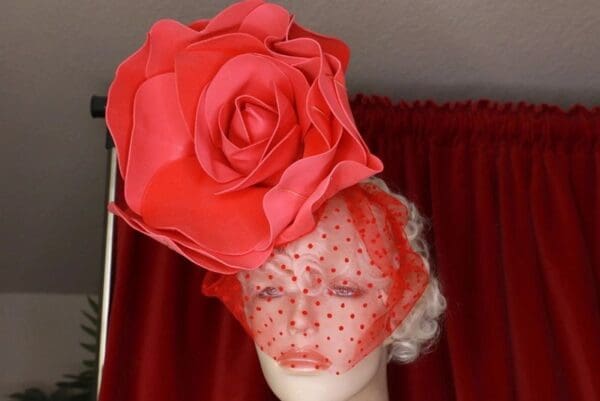 SOLD! 8590 Bridal Performance Large Red Rose Vale Headband - Image 7