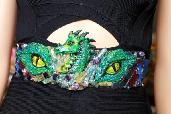 SOLD! 8591 Medieval Art Jewelry Dragon Embellished Waist Gold Belt Size S, L, M - Image 6