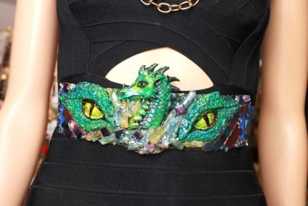 SOLD! 8591 Medieval Art Jewelry Dragon Embellished Waist Gold Belt Size S, L, M - Image 2