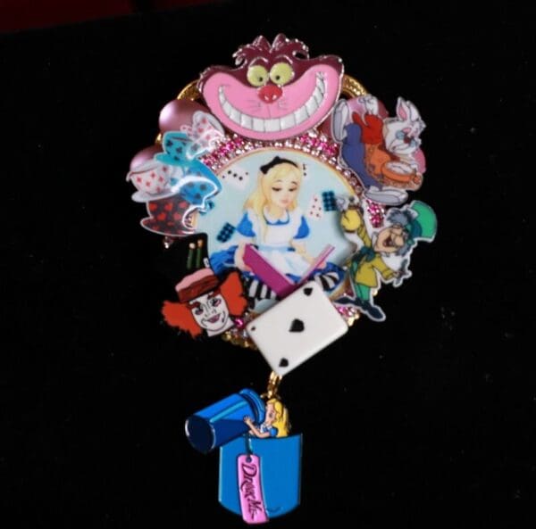 SOLD! 8593 Alice In Wonderland Enamel Details Brooch - Image 7