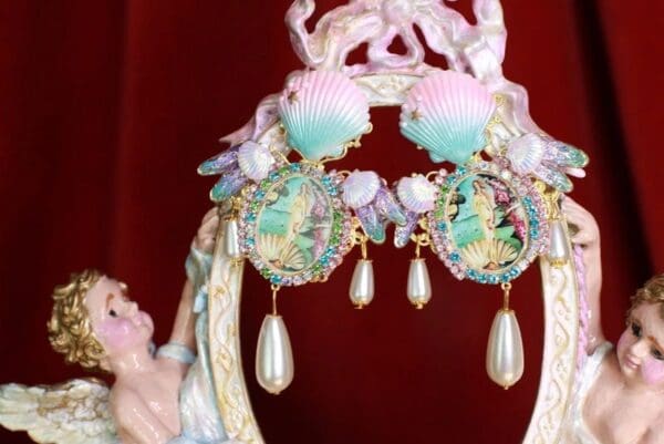 SOLD! 8594 Birth Of Venus Rhinestone Studs Earrings