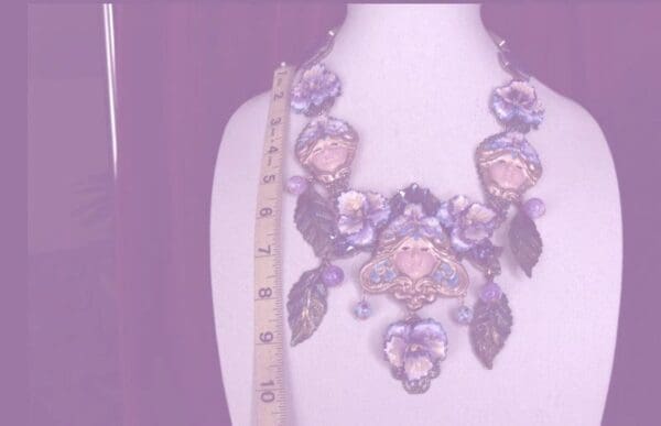 SOLD! 8611 Art Jewelry Viola Goddess 3D Effect Unusual Hand Painted Huge Necklace - Image 9