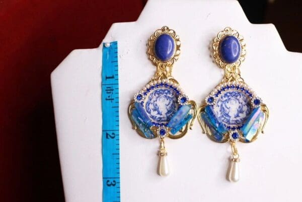 SOLD! 8612 Baroque Tile Cherubs Genuine Titanium Cameo Elegant Studs Earrings - Image 4