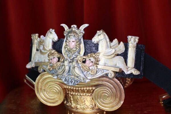 SOLD! 8614 Art Jewelry Roman Medusa Gorgon Horses Embellished Waist Gold Belt Size S, L, M - Image 4