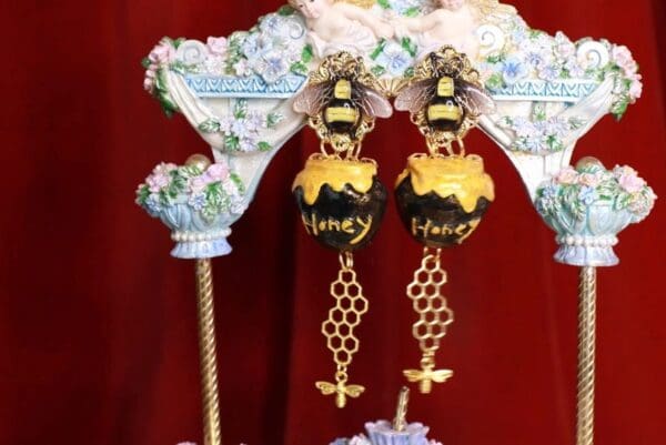 SOLD! 8618 Baroque Honey Bee Long Earrings