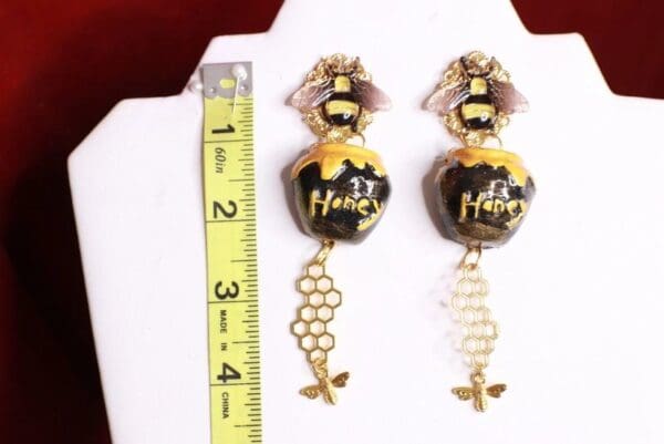SOLD! 8618 Baroque Honey Bee Long Earrings - Image 3