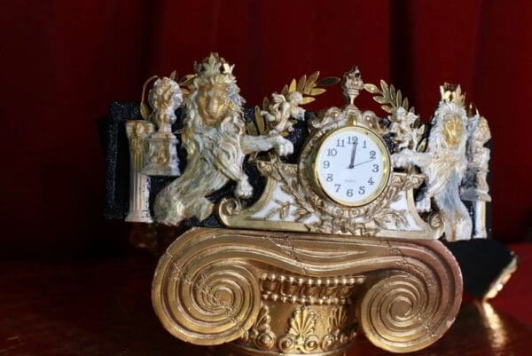 SOLD! 8620 Art Jewelry Roman Vintage Clock Lions Embellished Waist Gold Belt Size S, L, M - Image 6