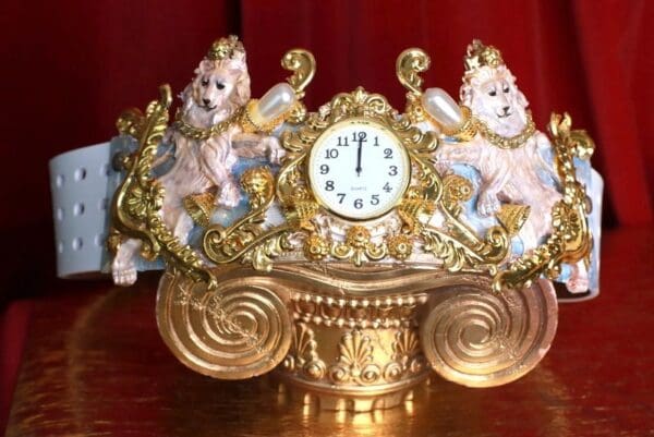 SOLD! 8625 Art Jewelry Roman Vintage Clock Lions Embellished Waist Gold Belt Size S, L, M - Image 5