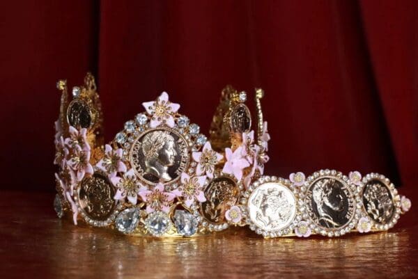 SOLD! 8642 Baroque Roman Coin Flower Blossom Tall Crown - Image 5