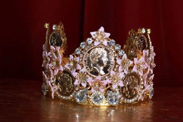 SOLD! 8642 Baroque Roman Coin Flower Blossom Tall Crown - Image 2