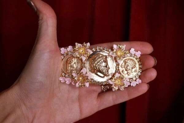 SOLD! 8643 Baroque Roman Coin Flower Blossom Barrette - Image 5