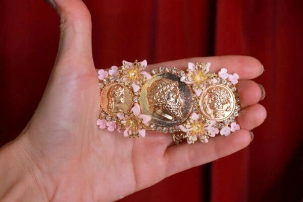 SOLD! 8643 Baroque Roman Coin Flower Blossom Barrette - Image 6