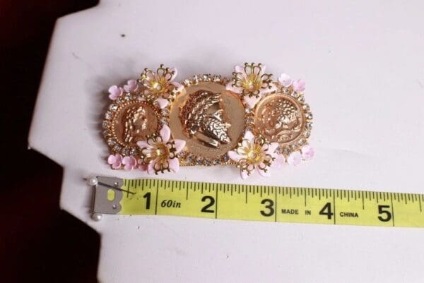 SOLD! 8643 Baroque Roman Coin Flower Blossom Barrette - Image 7