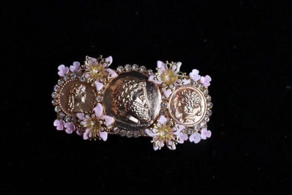 SOLD! 8643 Baroque Roman Coin Flower Blossom Barrette - Image 8