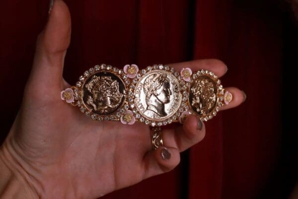 SOLD! 8644 Baroque Roman Coin Flower Blossom Barrette - Image 6