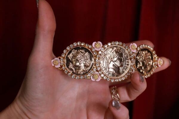 SOLD! 8644 Baroque Roman Coin Flower Blossom Barrette - Image 9