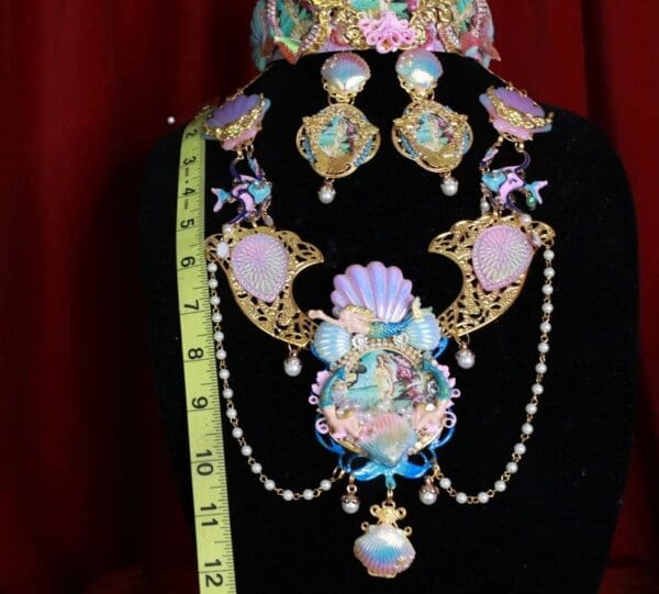 SOLD! 8666 Birth Of Venus Sea Horse Fish Baroque Necklace SET - Image 4