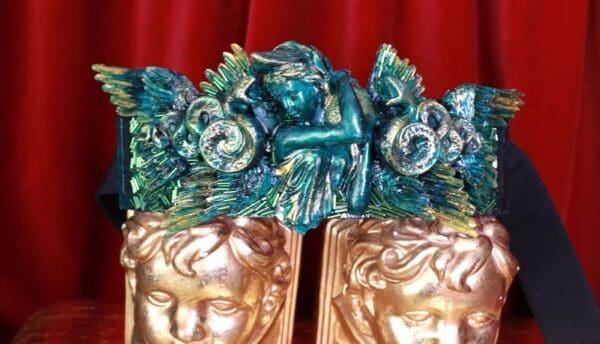 SOLD! 8684 Medieval Art Jewelry 3D Effect Hand Painted Roman Statue Malachite Stone effect Embellished wide Waist Belt size S, M, L - Image 4