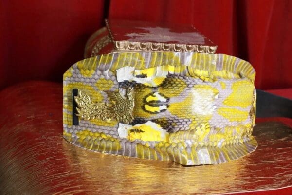 SOLD! 8698 Art Jewelry 3D Effect Genuine Snake Skin Embellished wide Waist Belt size S, M, L - Image 3