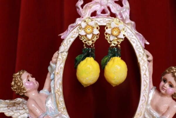 SOLD! 8700 Baroque Realistic Italian Lemon Fruit Studs Earrings - Image 7