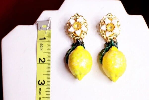 SOLD! 8700 Baroque Realistic Italian Lemon Fruit Studs Earrings - Image 8