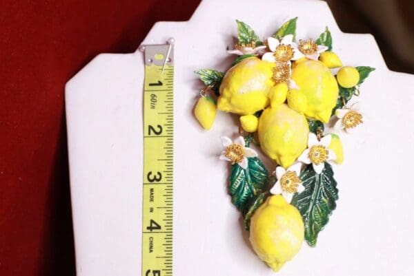 SOLD! 8703 Baroque Sicilan Lemon Fruit Flower Blossom Massive Brooch - Image 10