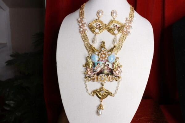 SOLD!8676 Set Of Rococo Paintings Diana From Hunting Nautical Massive Statement Necklace+ Earrings - Image 10