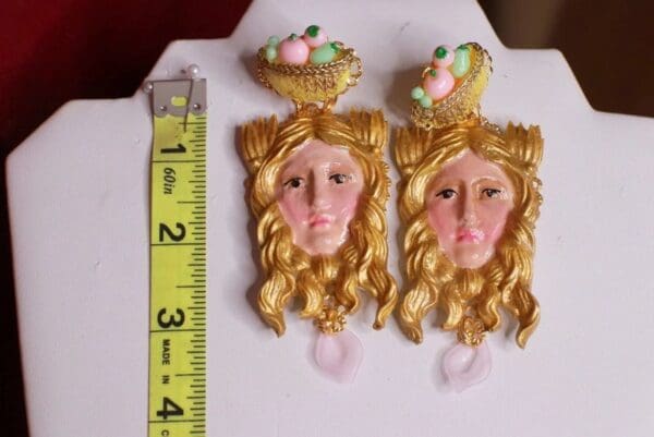 SOLD! 8709 The Goddess Of Harvest Massive Light WeightStuds Earrings - Image 4