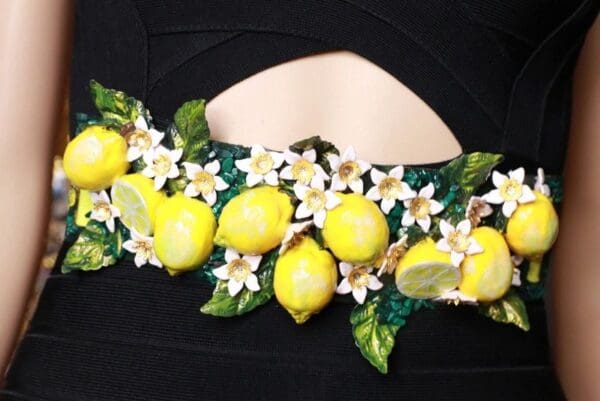 SOLD! 8719 Baroque Runway Sicilian Lemon Fruit Flower Blossom Corset Waist Belt Size S, L, M - Image 4