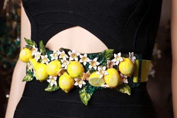SOLD! 8719 Baroque Runway Sicilian Lemon Fruit Flower Blossom Corset Waist Belt Size S, L, M - Image 5