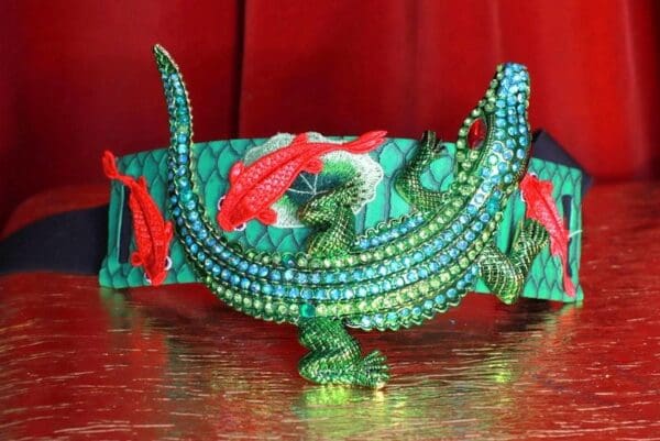 SOLD!8721 Baroque Massive Rhinestone Crocodile Corset Waist Belt Size S, L, M