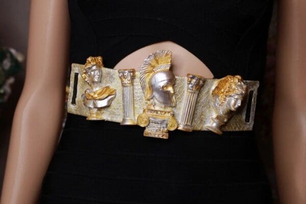 SOLD! 8726 Greek Statues Gold Silver Embellished Waist Gold Belt Size S, L, M - Image 5