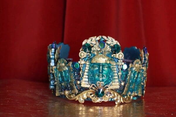 SOLD! 8728 Baroque Roman Statues Malachite Effect Crown Headband - Image 2
