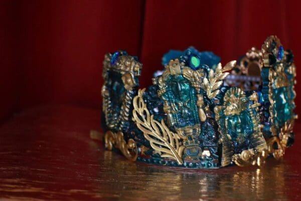 SOLD! 8728 Baroque Roman Statues Malachite Effect Crown Headband - Image 3